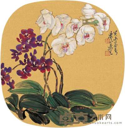 萧平 癸未（2003年）作 花卉 镜心 38.5×38.5cm